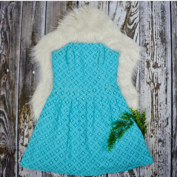 Lilly Pulitzer Caitlin strapless teal cotton dress - Picture 8 of 8